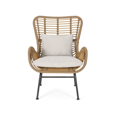 Contemporary Chair With Long-Lasting Weave And Water- Padding - Beige & Brown Sailing Seat Stable Metal Structure +