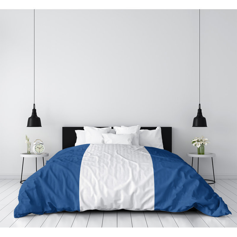  Housse de couette réversible simple Baseball, Housse de couette simple TG, Polyester brossé, Bleu royal / blanc / bleu royal