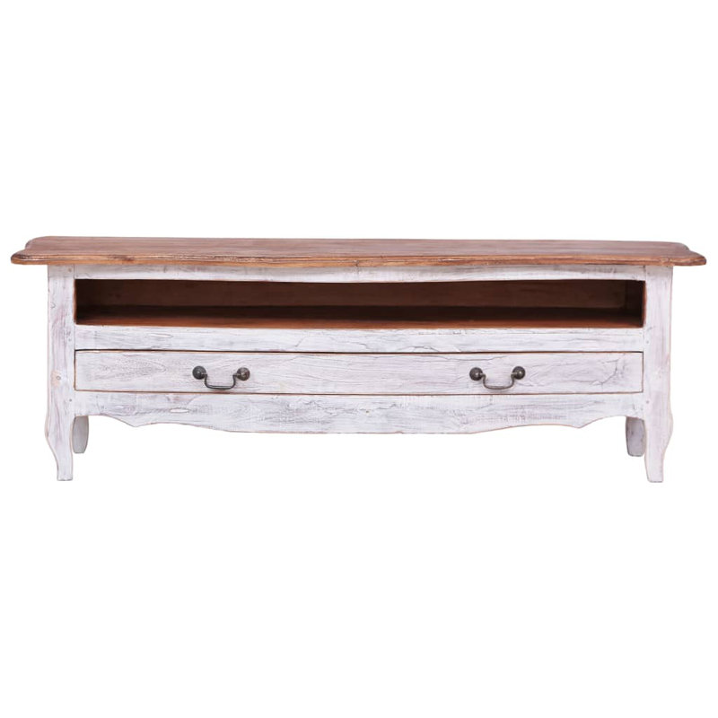 TV Cabinet 120x30x40 cm Solid Mahogany Wood, White