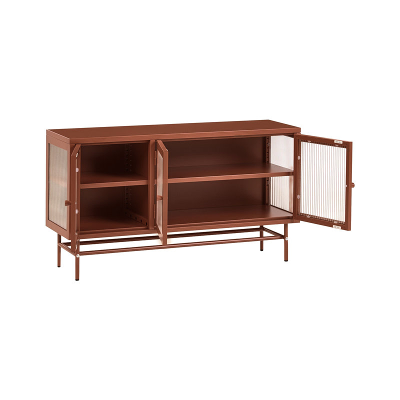 Glass Display Sideboard Argyrios Metal 115 cm Golden Brown