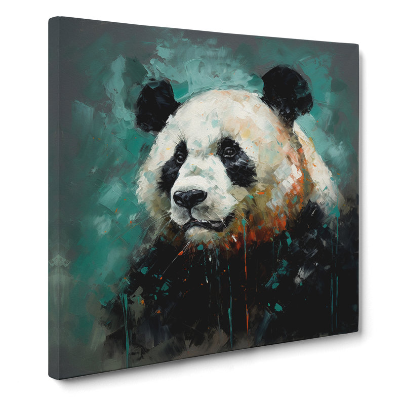 Panda Palette Knife Painting No.1 - Wrapped Canvas, 50cm H x 50cm W