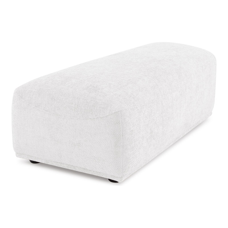 Aukeem Upholstered Ottoman, White Chenille