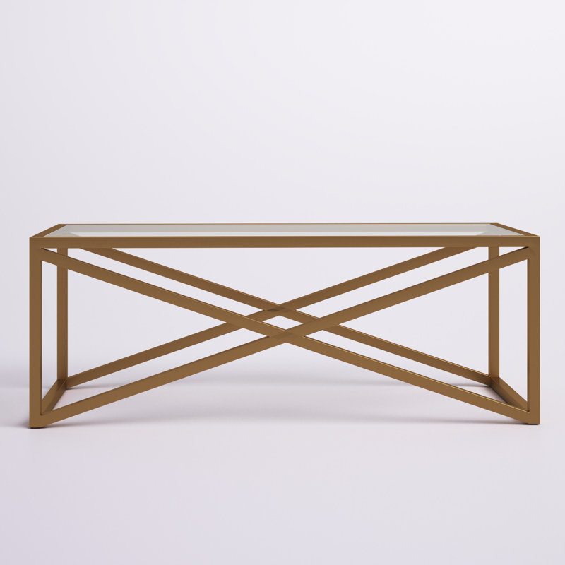 Calix Glass And Steel Coffee Table, Gold, 46" W x 20" D x 17" H