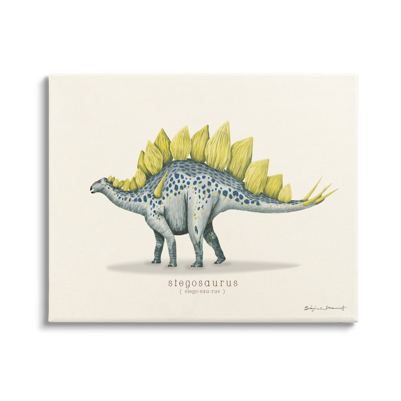 Dinosaure éducatif de stégosaure par Sally Swatland - impression, H 16 po x l 20 po x P 1,5 po, Toile tendue