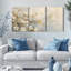 Ensemble de 3 tableaux muraux sur toile tendue, motif floral de fleurs de cerisier blanches, pour salon, chambre à coucher et décoration intérieure.-1011846158