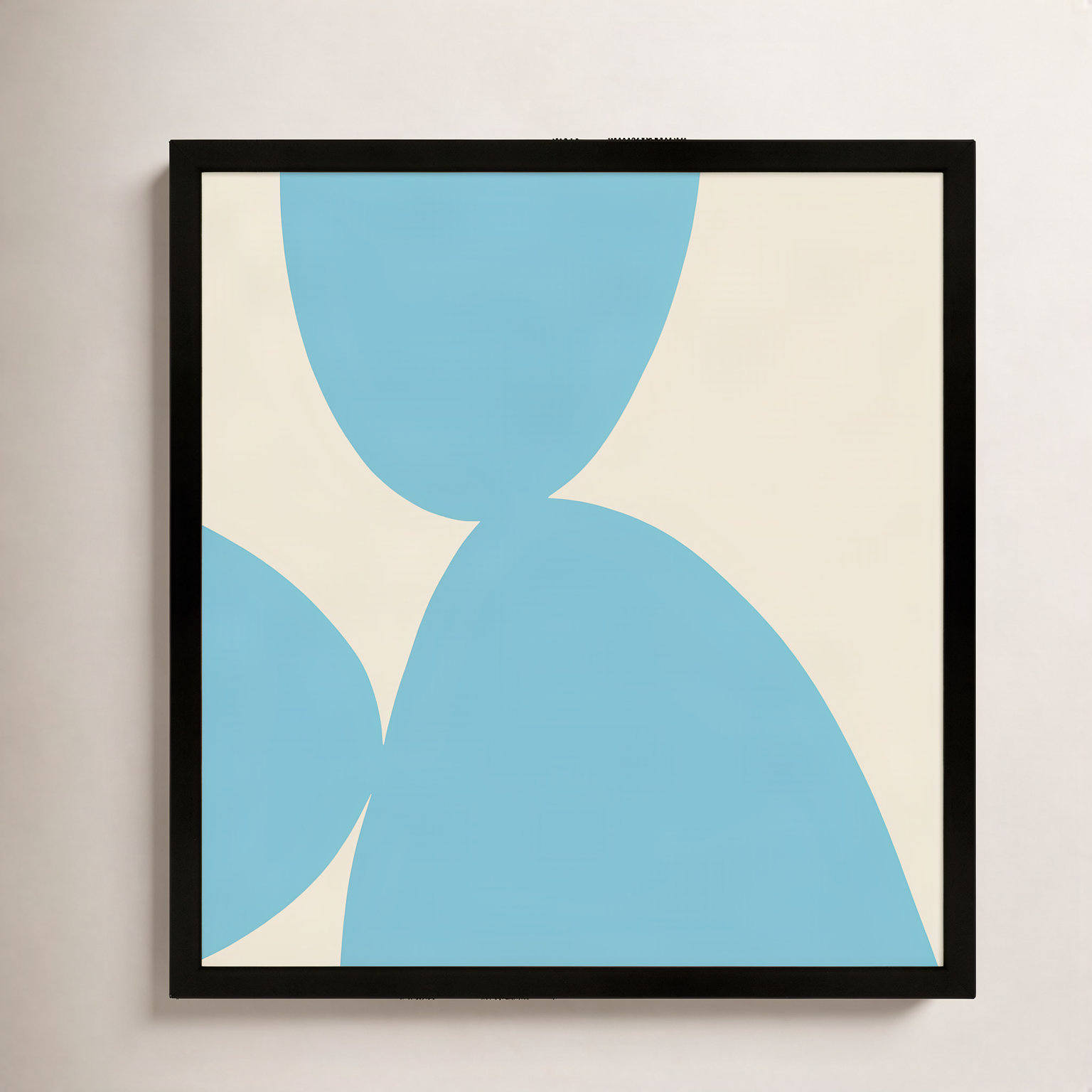 Black Ink "Blue Ink 1" Painting, 24" H x 24" W x 1.25" D, Black Framed