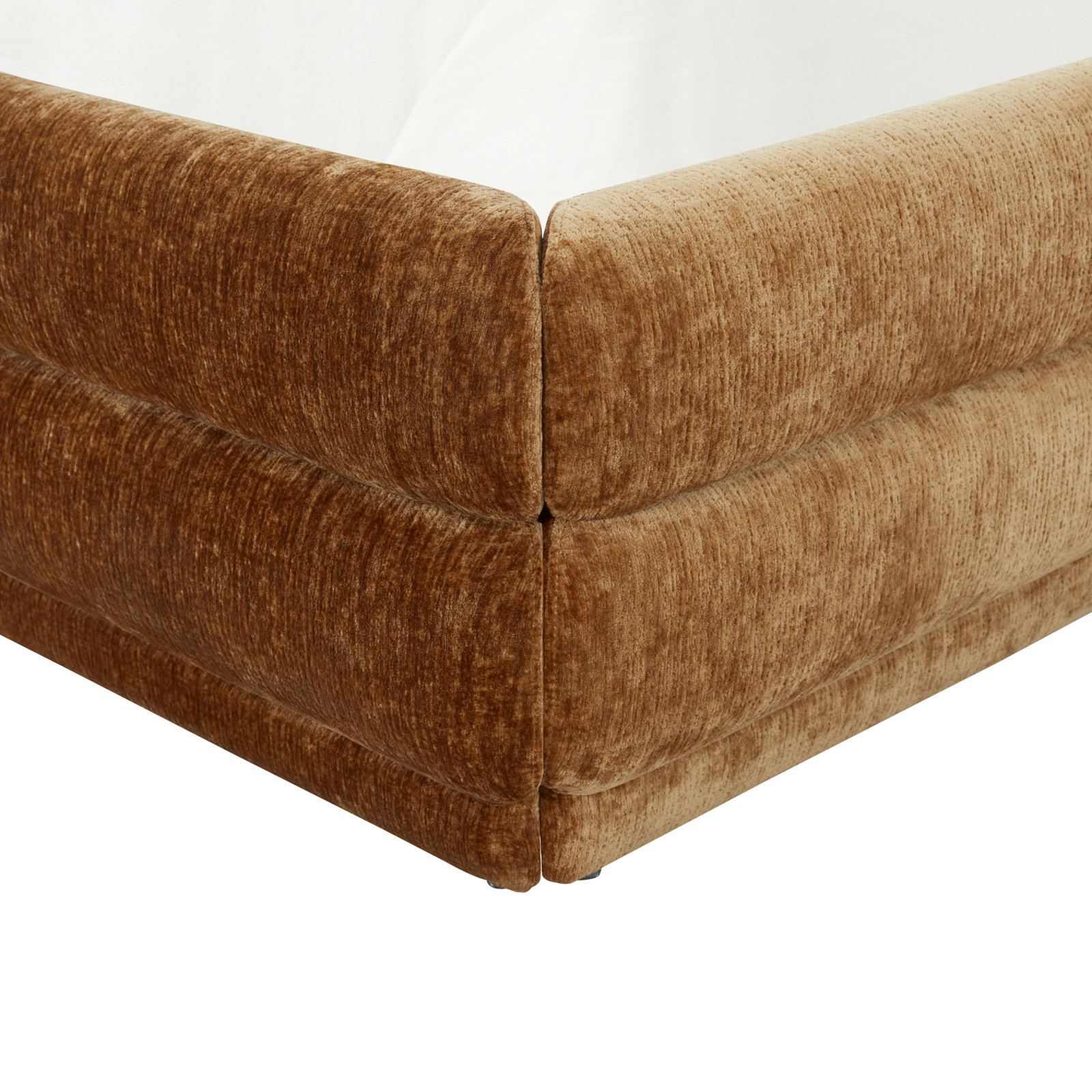 Chenille Upholstered Bed, Amber, Queen