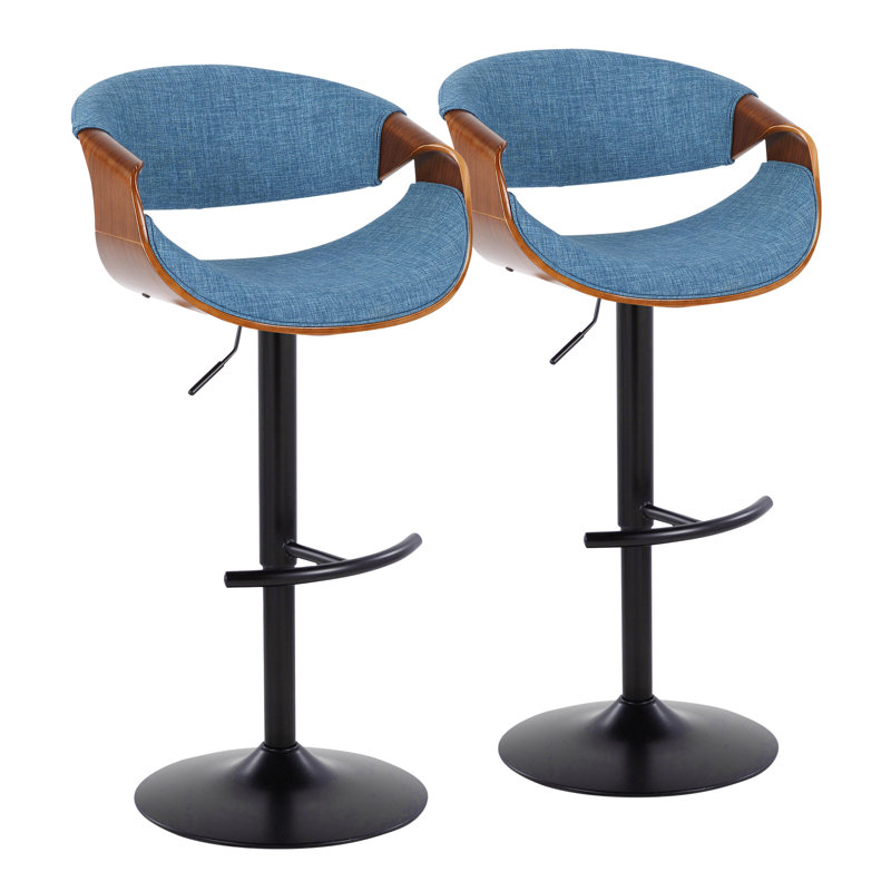 Tabouret de bar Curvo, Bleu et noir