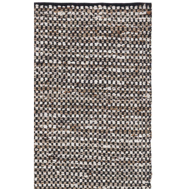 Gabino Geometric Handmade Flatweave Area Rug in Black/Ivory, Rectangle 9' x 12'