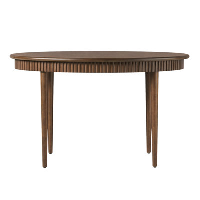 Aleric 52” Modern Fluted Easy Assembly Oval Solid Oak Wood Dining Table for 4