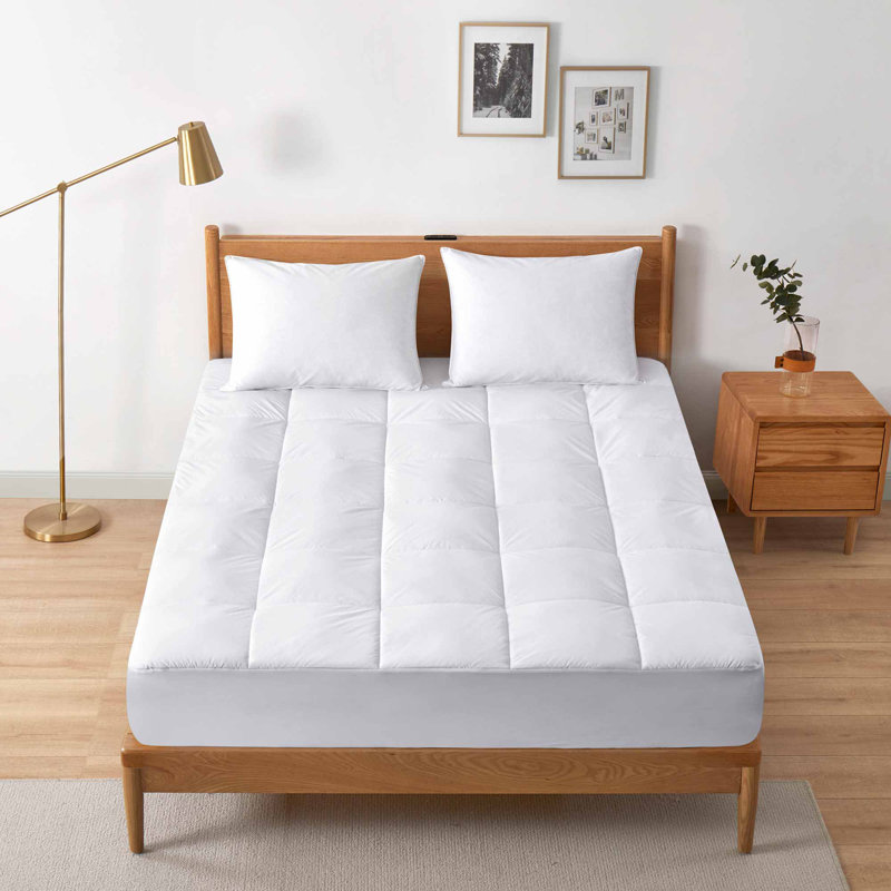 King White Down Waterproof Featherbed Mattress Topper