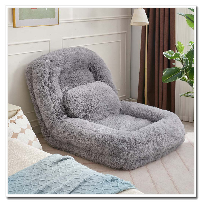 Lit pour chien humain, canapé paresseux, convertible réglable à 5 positions, Gris clair