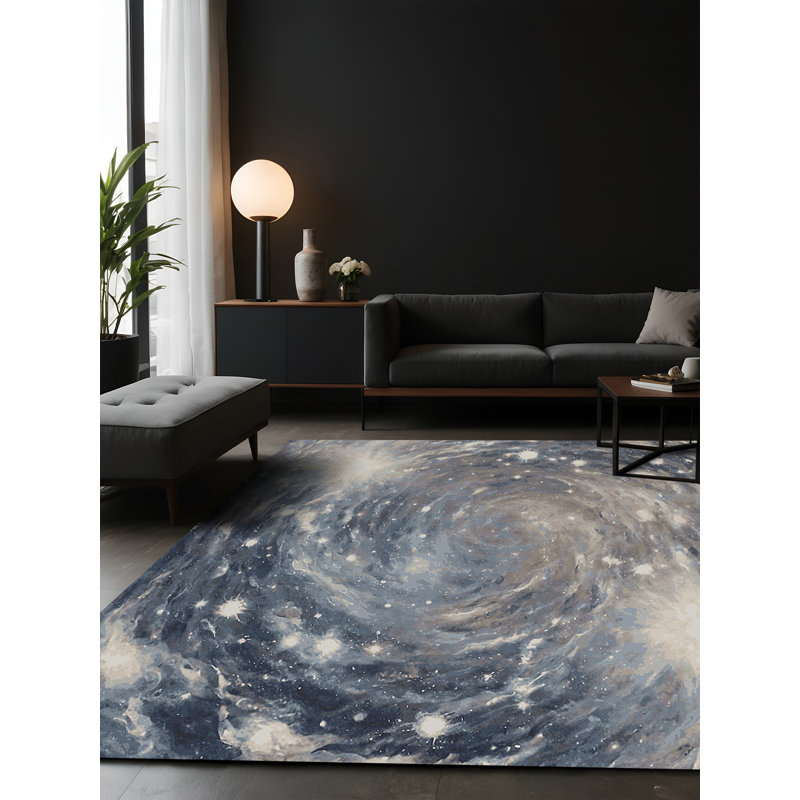 Tapis gris soyeux et moelleux, Carré 8 pi
