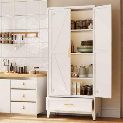 71" Tall Metal Storage Cabinets,4-Tier Kitchen Pantry Cabinet with 2 Doors and 1 Drawer,Freestanding Display Cupboard for Dining Room,Living Room,Hall by Gracie Oaks
