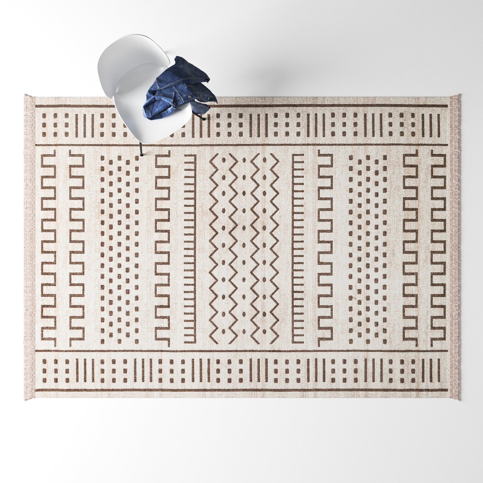 Beige Moroccan Outdoor Rug, Rectangle 5' x 8'
