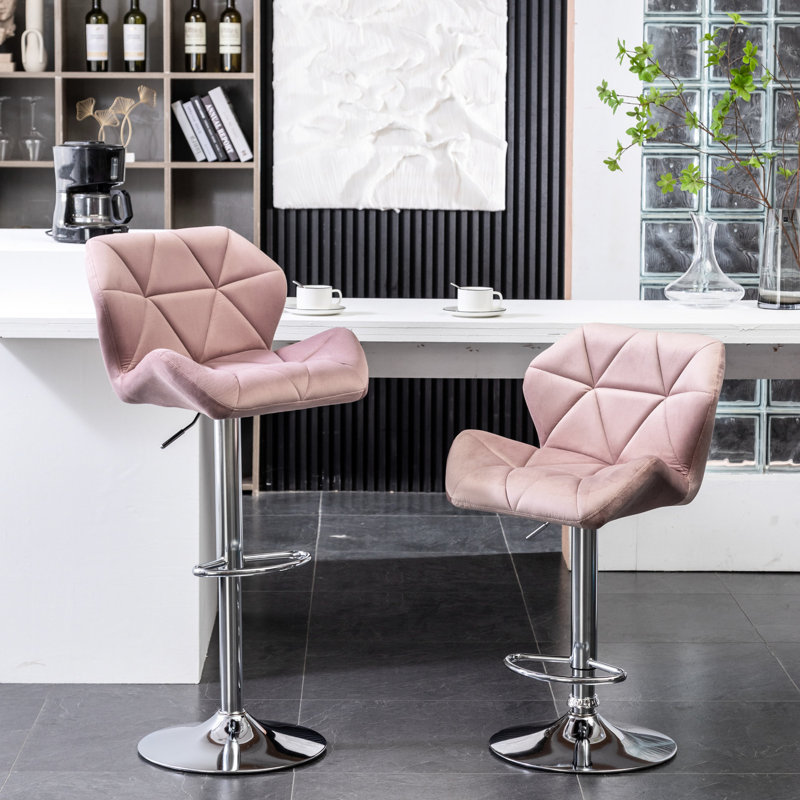 Tabourets de bar pivotants en velours Mauve Diamond, Mauve