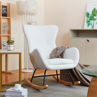 Chaise berçante rembourrée en velours de 26 po de largeur