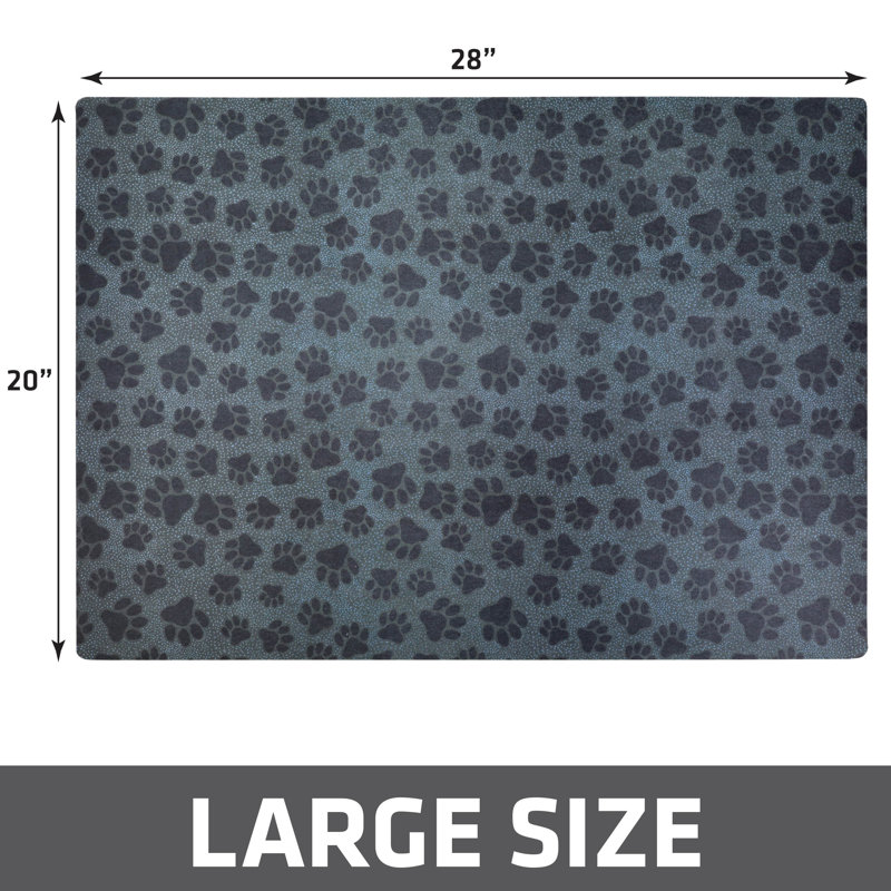 Original Cat Litter Mat, Contains Mess from Box, Protects Floors, Urine-Proof, Machine Washable, Soft on Kitty Paws, Absorbent, Waterproof (20”x28”) (Paw Dots Black) (USA Made)