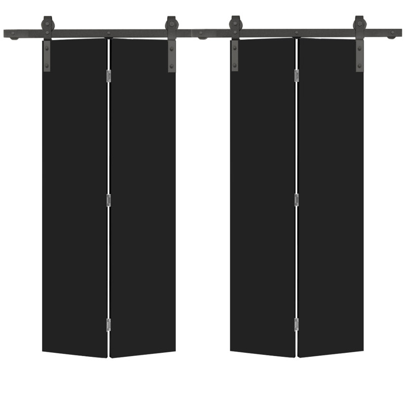 Flush Manufactured Wood and Metal Barn Door, Black