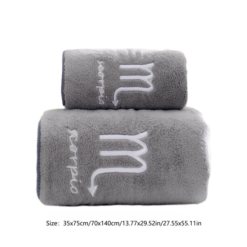 Soft Fleece 2 Piece Bath And Face Towel Set, Thick Absorbent Quick Drying Towel For Family Home Use, 27.6x55.1in Gray, G