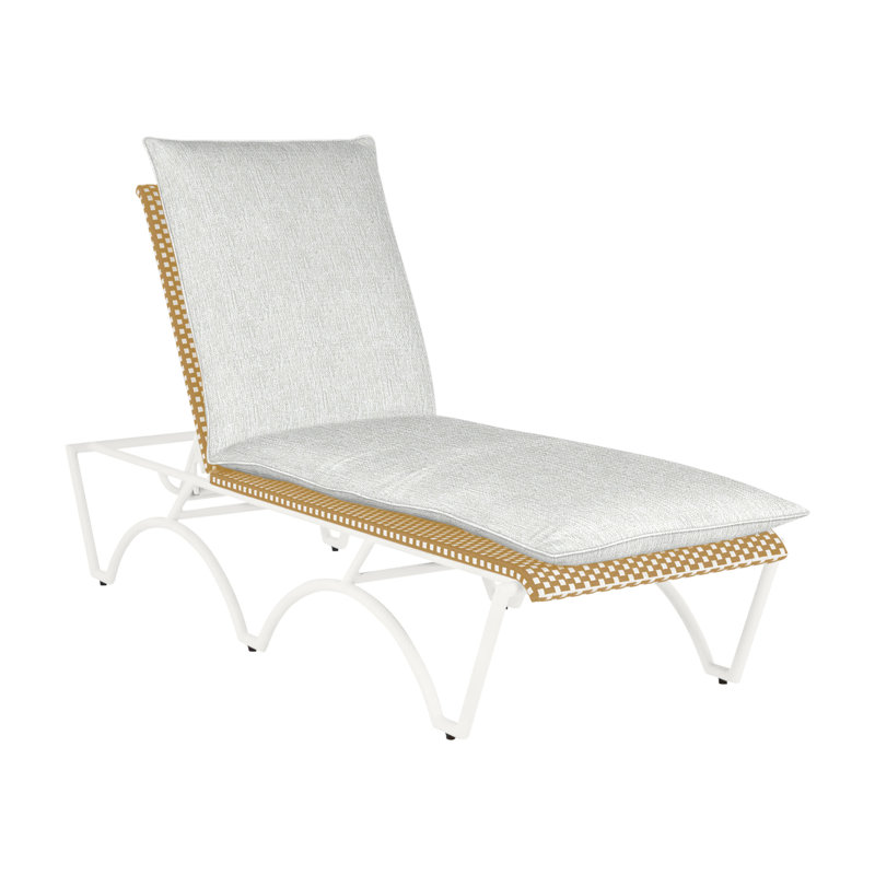 Savoy 81" Long Reclining Single Chaise with Cushions, Chalk/White/Natural, Welt, Verona Fossil