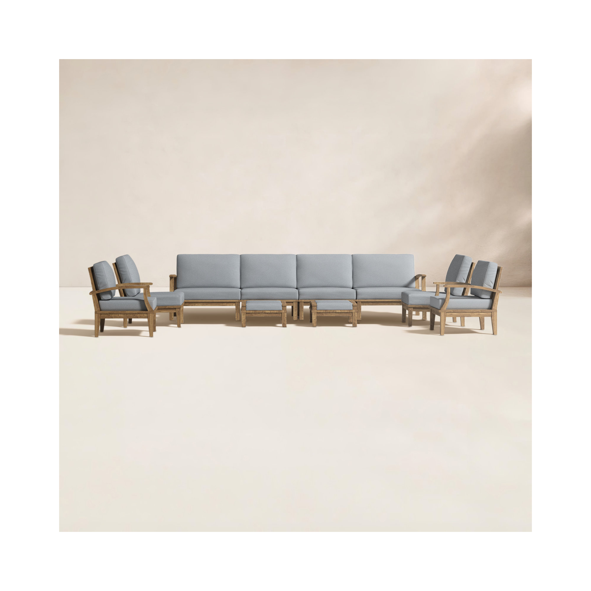 Modway Marina 10 Piece Outdoor Patio Teak Set, Gray
