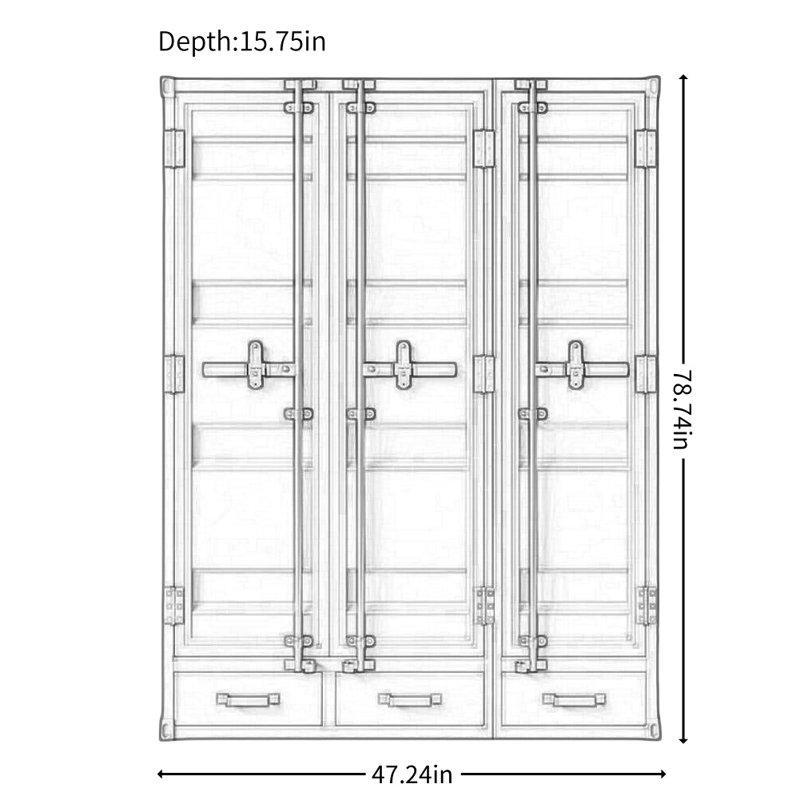 Modern Minimalist Iron Wardrobe, Red