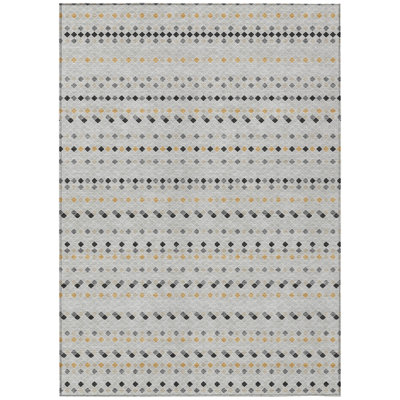 Tapis extérieur lavable rayé argenté et gris 10 pi x 14 pi
