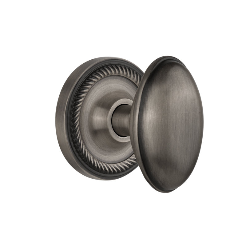 Rope Rosette with Homestead Door Knob, Antique Pewter, 2-3/4”