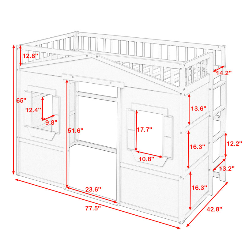 Barneston Loft Bed by Harper Orchard, White, Twin