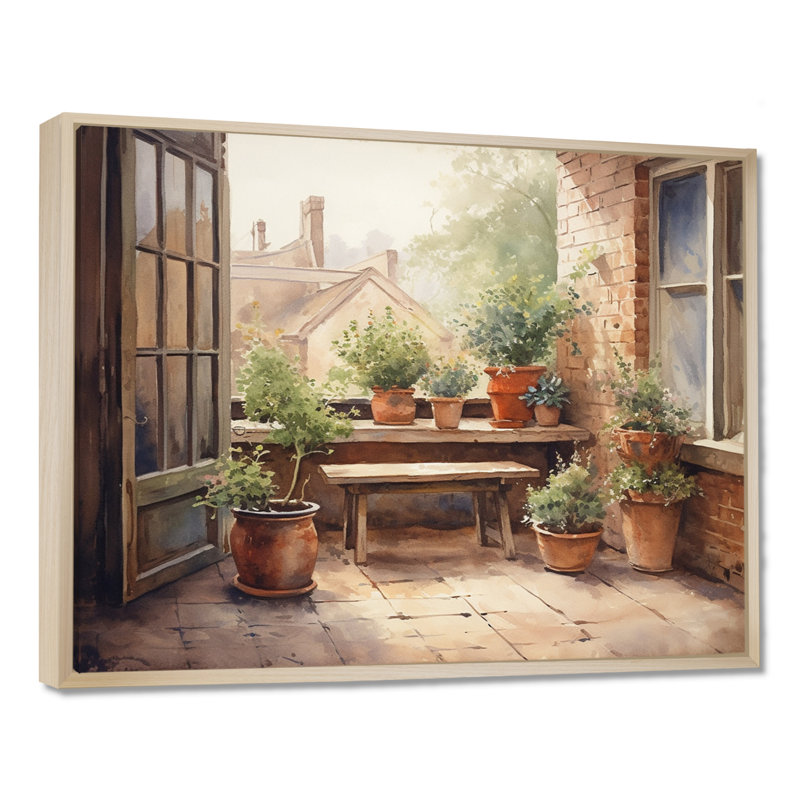 Runald Cottage balcon Garden III - paysage chalet, impression sur toile encadrée, H 30 po x l 40 po x P 1,5 po