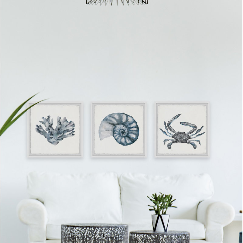 Lage bleu-gris-bleu triptyque, H 32 po x l 32 po x P 1,5 po