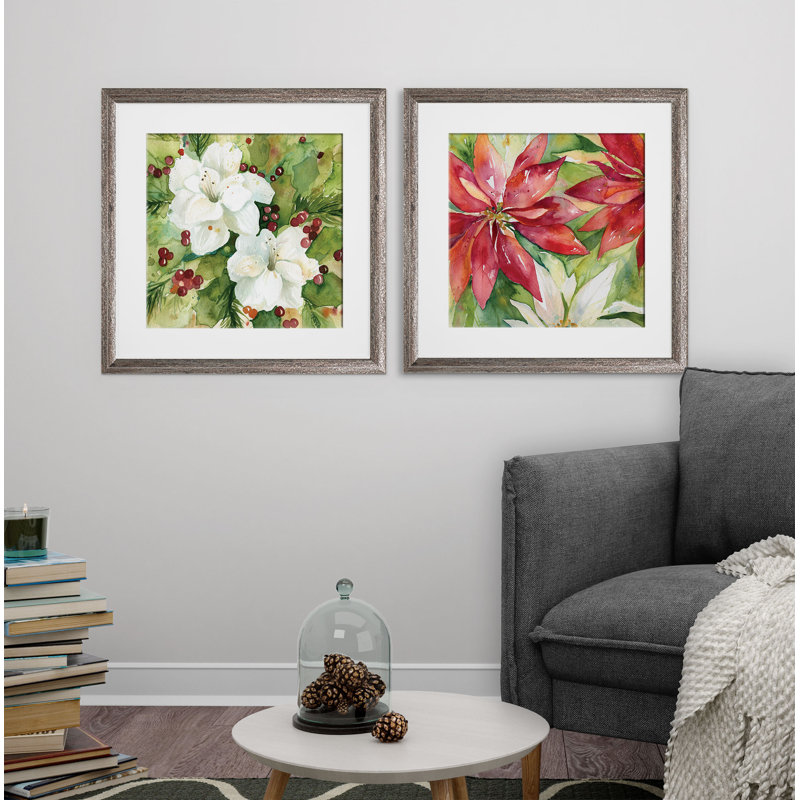 « aquarelle holly », ensemble de 2 reproductions encadrées, Cadre brun