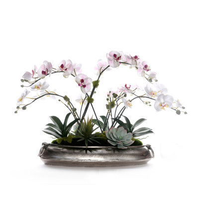 Fabric Orchid Faux Floral in Pot