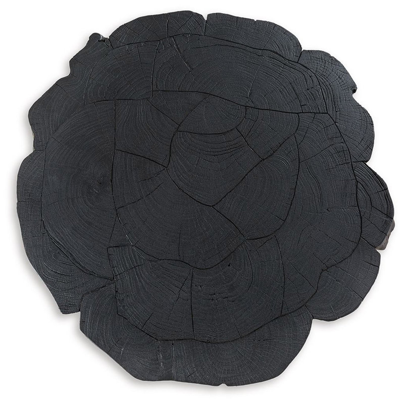 Black Round Acacia Wood and Metal Coffee Table