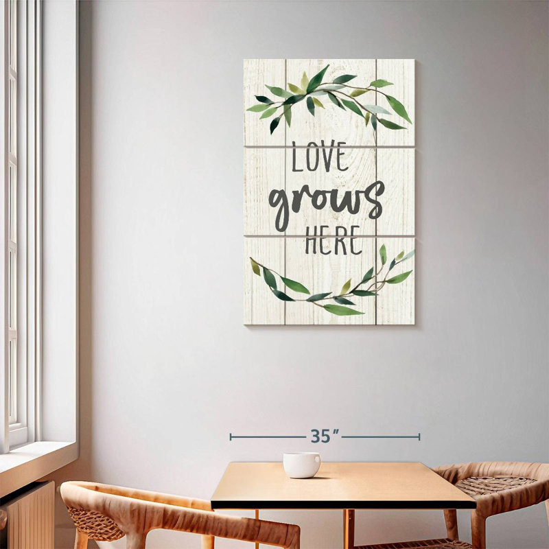 Plaque murale Kema Love Grows Here II, H 57 po x l 36 po