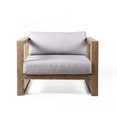 Chaise longue d'extérieur en bois d'eucalyptus avec coussins gris Paradise