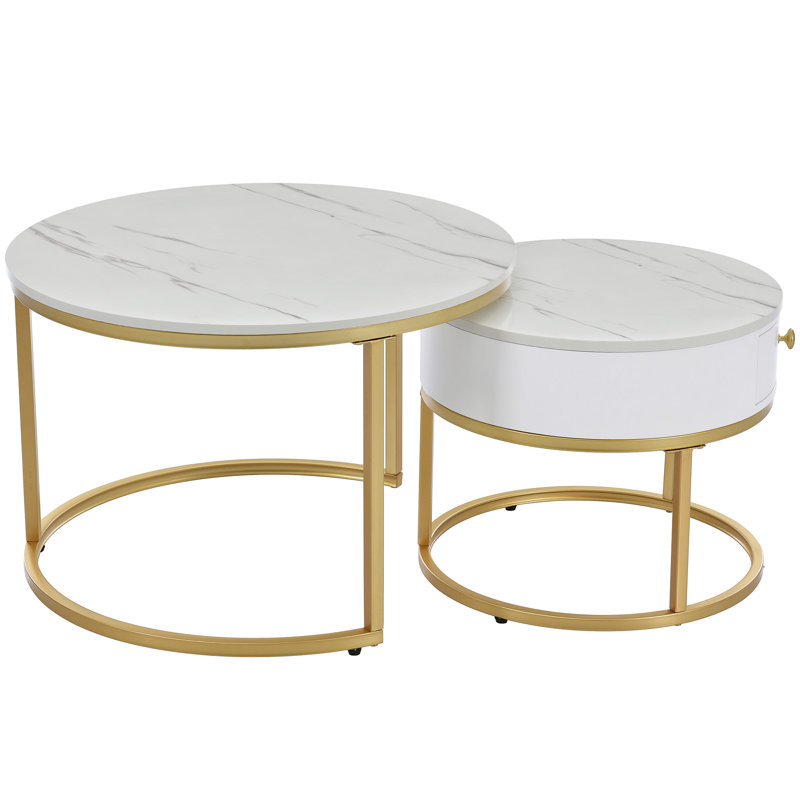 Anglina Coffee Table with Storage, White, 48" H x  70" W x 70" D