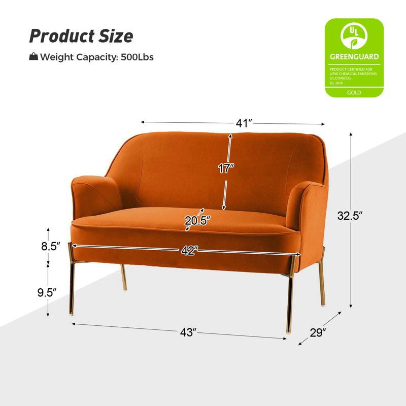 Causeuse Cleo, Velours orange