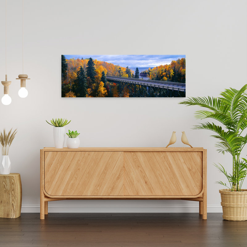 Baptism River into Lake Superior Tettegouche State Park Minnesota 1 Piece Wrapped Canvas Panoramic Wall Art