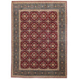 Oriental Hand-Knotted Wool Burgundy/Beige/Ocean Area Rug