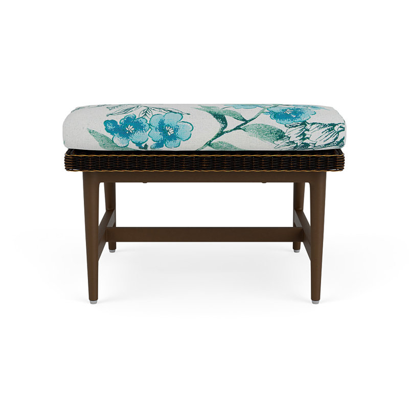 Cascade Outdoor Ottoman, Serena Floral Mist, Mink