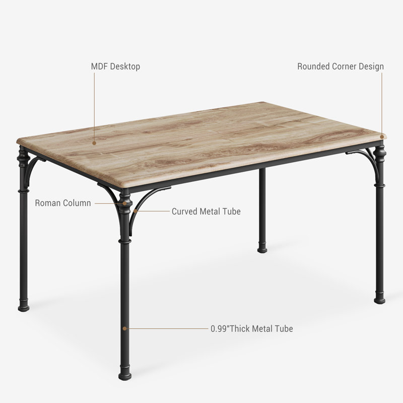 5 - Piece Dining Set, Vintage Dining Table With 4 Padded Seats, Gray