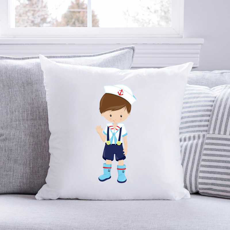 Nautical Sea Life_370 - Coussin décoratif en polyester, H 16 po x l 16 po