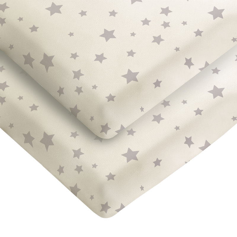 Safe Nights Fitted Sheets, Grey Star, Cot