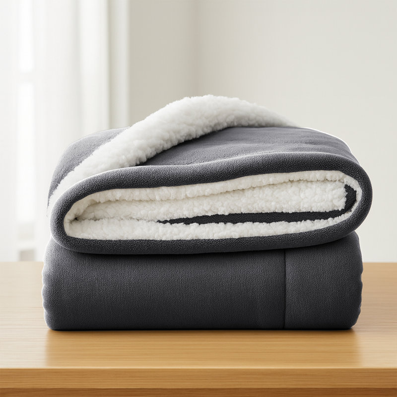 Aspire Homeware Deluxe Hotel Collection Ultra-Soft Sherpa Fleece Throw Blanket for Plush & Cozy Comfort, Grey