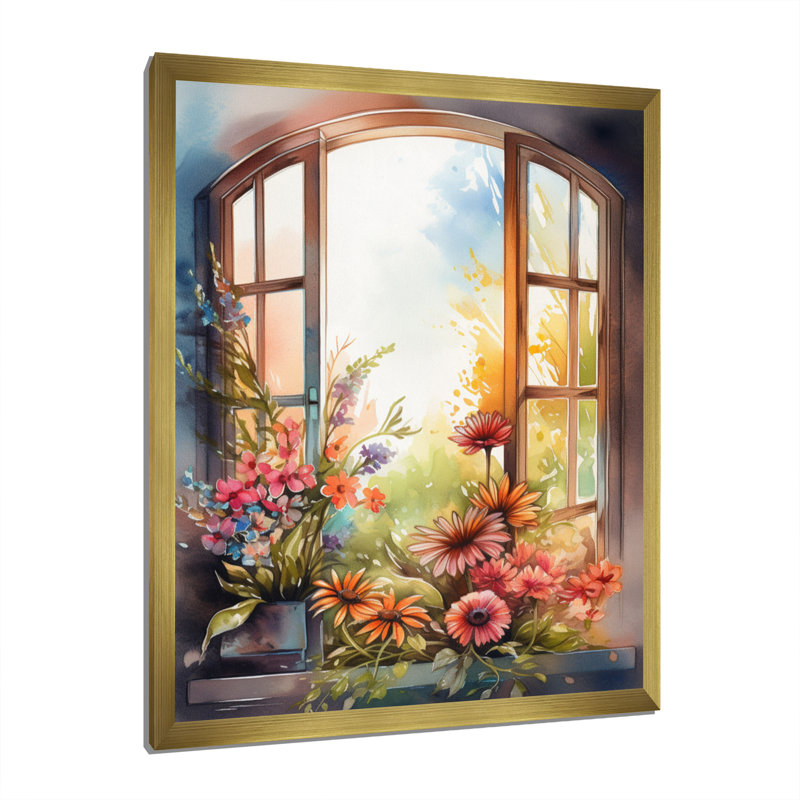 Vitrine florale Nariyah I, Encadrement doré, H 32 po x l 24 po x P 1 po