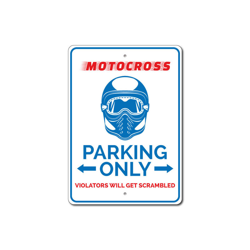 Enseigne en aluminium Motocross, H 18 po x l 12 po x P 0,06 po
