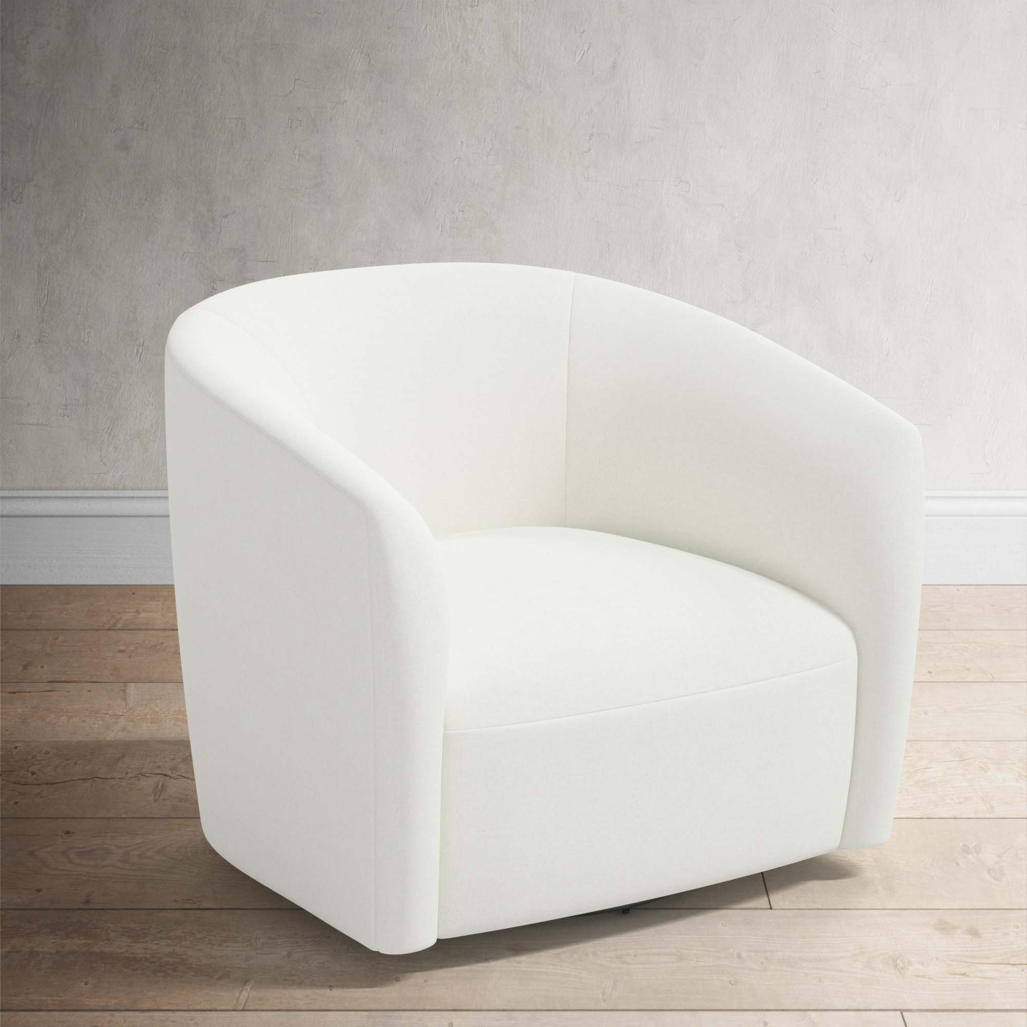 Marita 32" Barrel Chair, Zuma White Textured Linen
