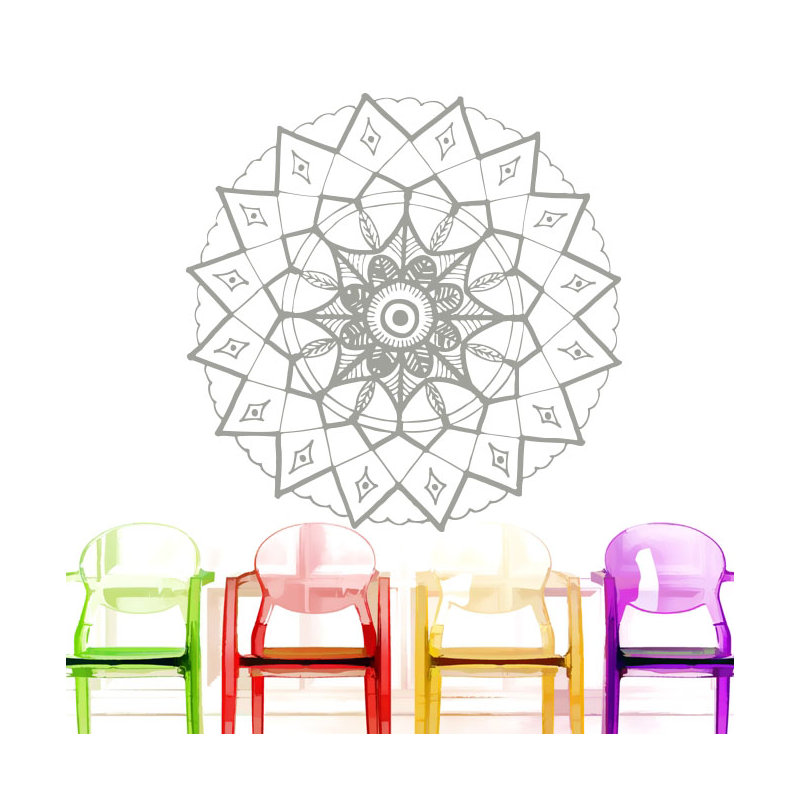 Adhésif décoratif mandala yoga, H 42 po x l 42 po, Argent
